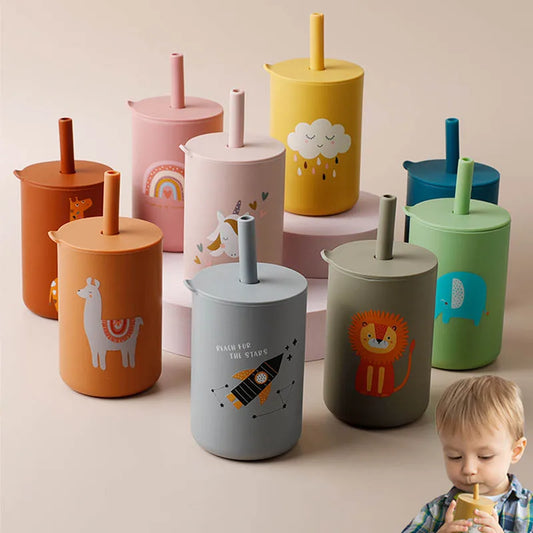 Baby Feeding Straw Cup Baby Cartoon Learning Feeding Cup
