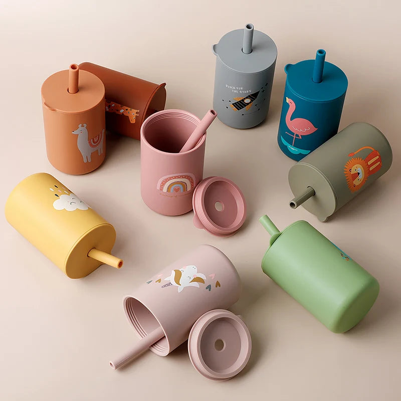 Baby Feeding Straw Cup Baby Cartoon Learning Feeding Cup