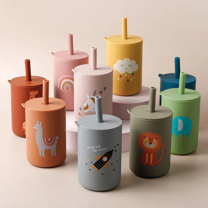 Baby Feeding Straw Cup Baby Cartoon Learning Feeding Cup
