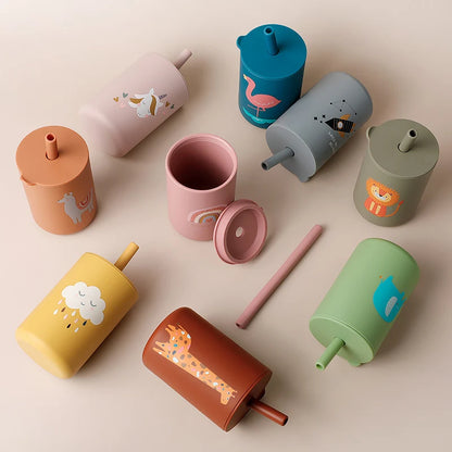 Baby Feeding Straw Cup Baby Cartoon Learning Feeding Cup