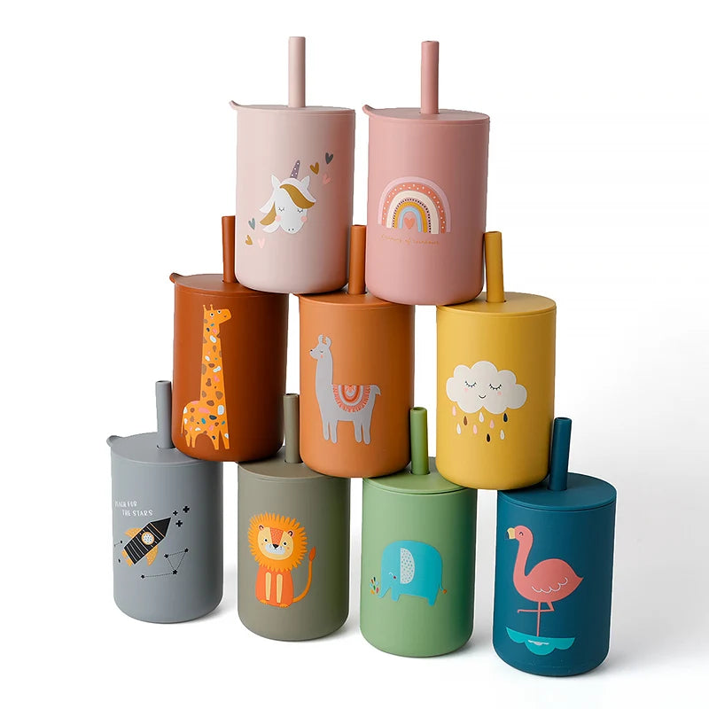 Baby Feeding Straw Cup Baby Cartoon Learning Feeding Cup