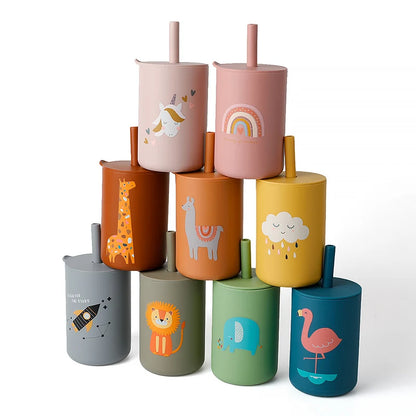 Baby Feeding Straw Cup Baby Cartoon Learning Feeding Cup