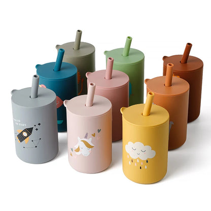 Baby Feeding Straw Cup Baby Cartoon Learning Feeding Cup