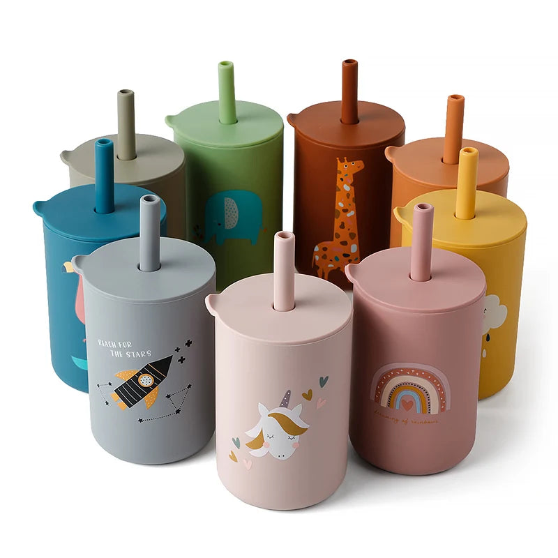 Baby Feeding Straw Cup Baby Cartoon Learning Feeding Cup