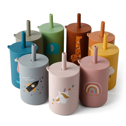 Baby Feeding Straw Cup Baby Cartoon Learning Feeding Cup