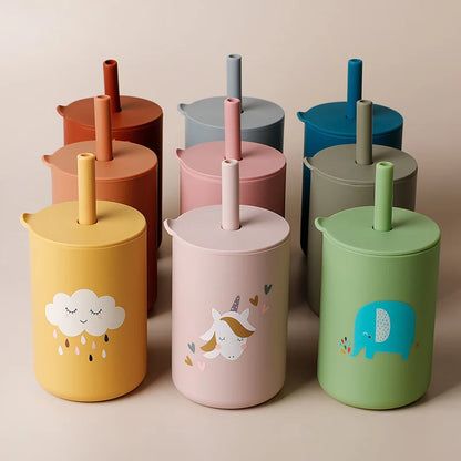 Baby Feeding Straw Cup Baby Cartoon Learning Feeding Cup