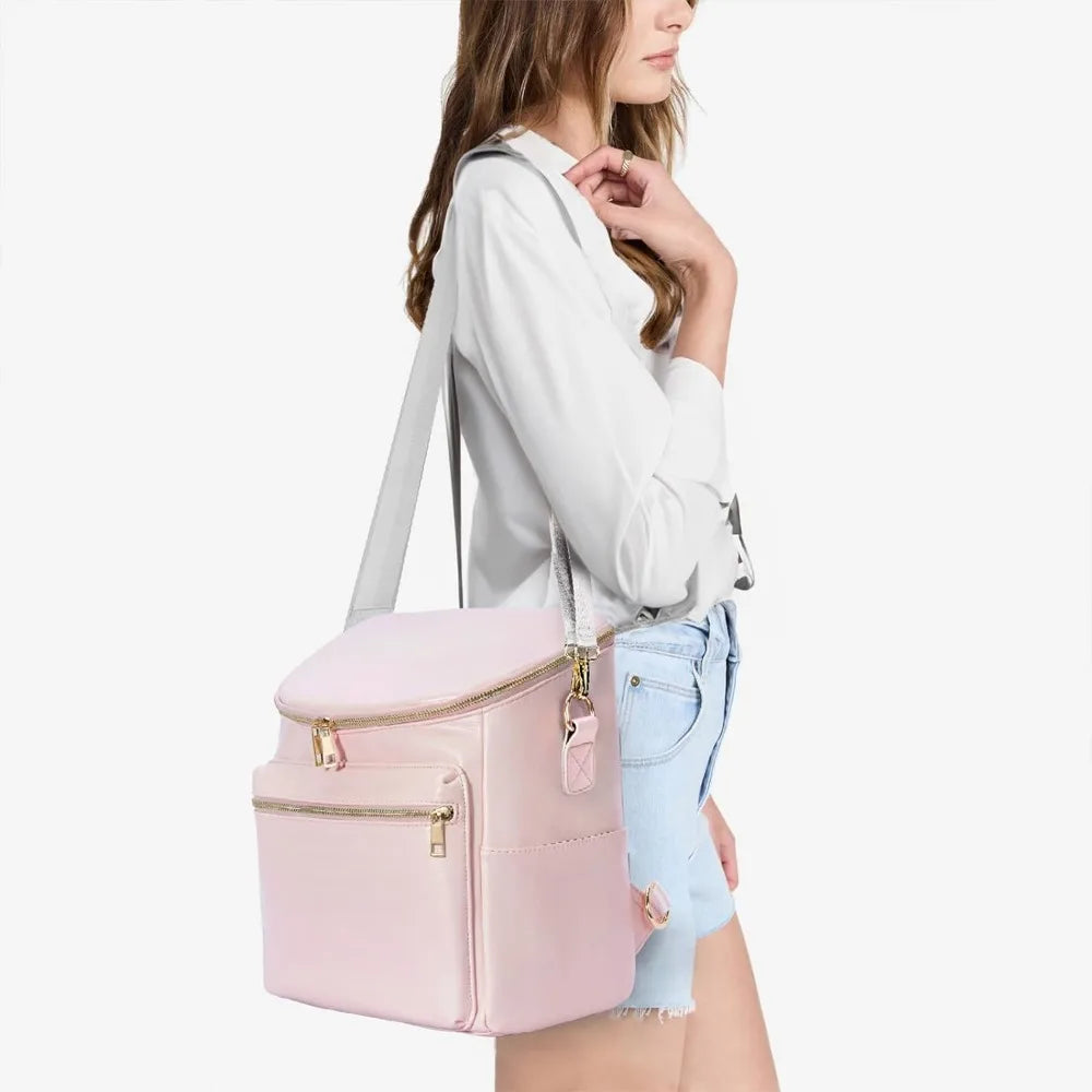 Fashion Leather Mommy Backpacks, Travel Baby Diaper Bags with in Bag Organizer and Changing Pad