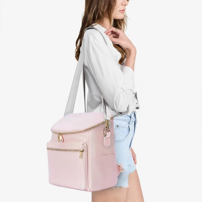 Fashion Leather Mommy Backpacks, Travel Baby Diaper Bags with in Bag Organizer and Changing Pad