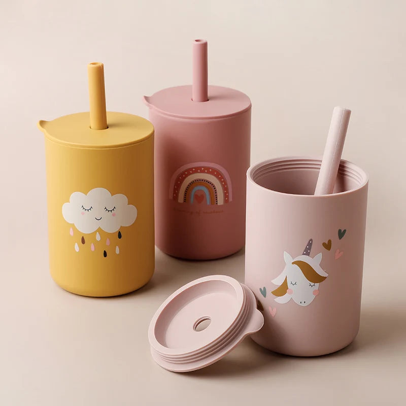 Baby Feeding Straw Cup Baby Cartoon Learning Feeding Cup