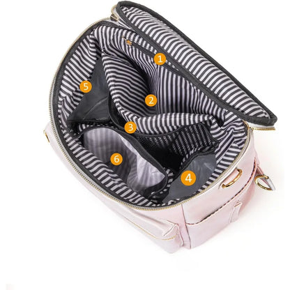 Fashion Leather Mommy Backpacks, Travel Baby Diaper Bags with in Bag Organizer and Changing Pad