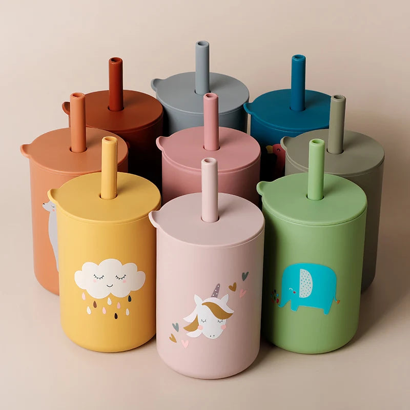 Baby Feeding Straw Cup Baby Cartoon Learning Feeding Cup