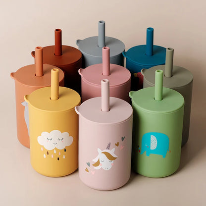 Baby Feeding Straw Cup Baby Cartoon Learning Feeding Cup