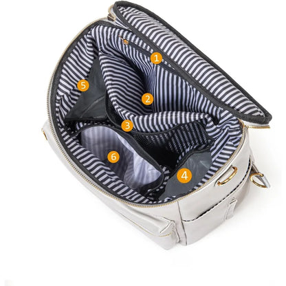 Fashion Leather Mommy Backpacks, Travel Baby Diaper Bags with in Bag Organizer and Changing Pad